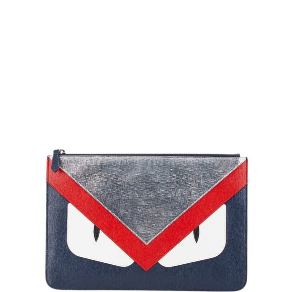 Fendi Monster Bugs Eye Clutch Bag/Second Bag 7N0078-6EF Navy Silver Multicolo... - Picture 1 of 8